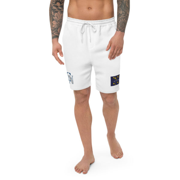 mens fleece shorts white front 62892a744463a