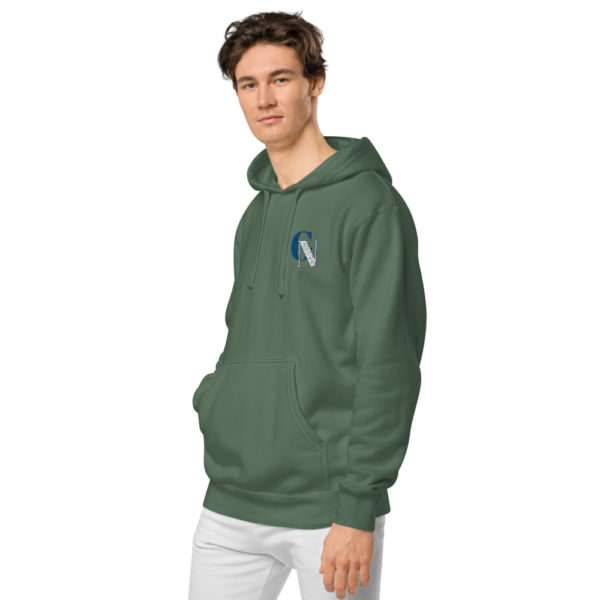 unisex pigment dyed hoodie pigment alpine green left front 6273defa5b6cb