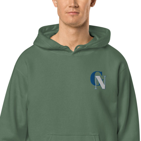 unisex pigment dyed hoodie pigment alpine green zoomed in 6273defa5b246