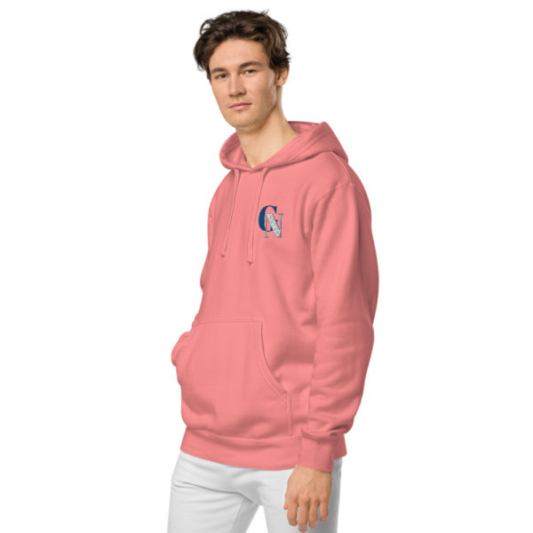 unisex pigment dyed hoodie pigment pink left front 6273defa614f2