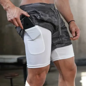 Men’s 2-in-1 Camouflage Running Shorts