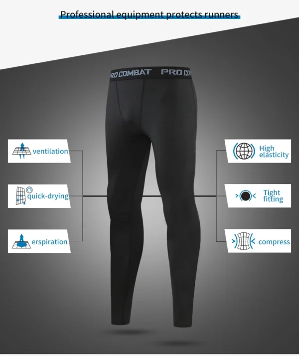 Men's Thermal Compression Pants – Fleece-Lined, Slim-Fit, High-Elasticity Sports - Image 4