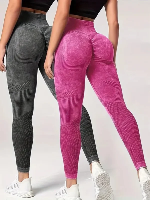 Women's Sports Leggings – Yoga Basic Tie-Dye with Tummy Control - Image 2