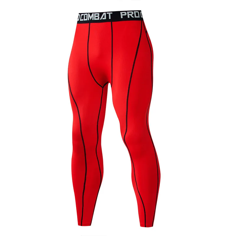 Men’s tight compression leggings with quick-dry fabric, jogging pants red 5