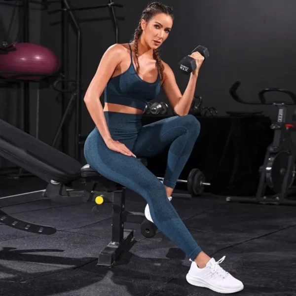 Yoga set for women, 2-piece tracksuit, workout sportswear, high-waisted leggings - Image 3