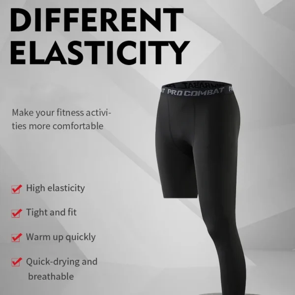 Men's Single Leg Basketball Leggings, Compression Pants, Long Pants - Image 2