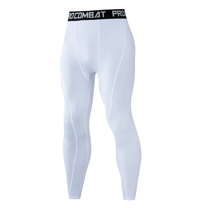 Men’s tight compression leggings with quick-dry fabric, jogging pants white 6