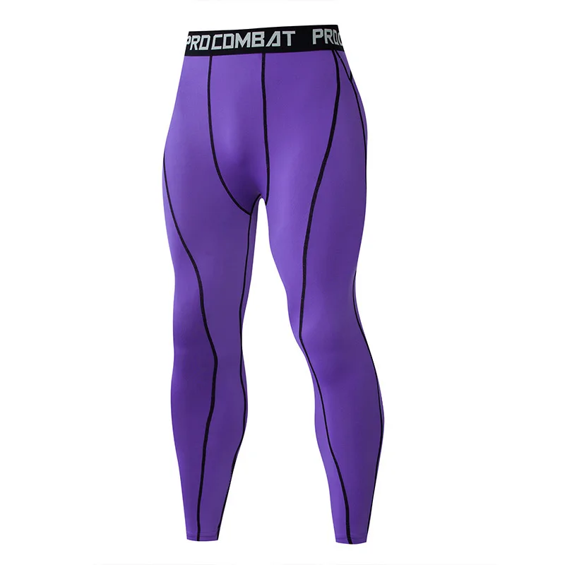Men’s tight compression leggings with quick-dry fabric, jogging pants purple 4